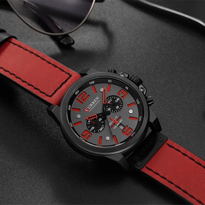 CURREN Fashion Casual Date Quartz  Watches For Men  Fashion Leather Sports Men's Wrsitwatch Chronograph Male Watch