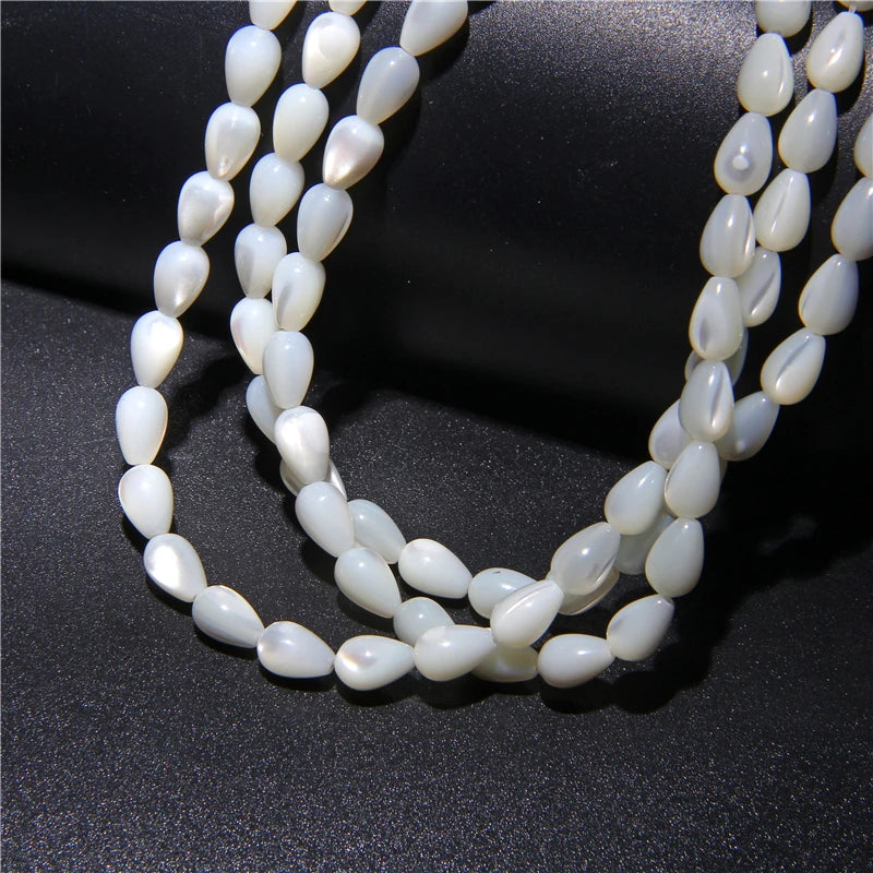 Natural White Mother of Pearl Shell Beads Oval Round Freshwater Shell Beads for Jewelry Making Necklace Bracelet DIY 15" - Madeinsea©