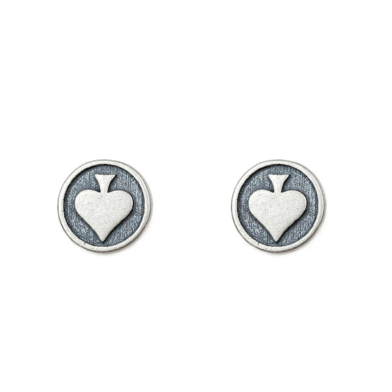 MKENDN Personalized 925 Sterling Silver Earrings Men Women  Black Heart Stud Earrings Street Punk Hip-Hop Jewelry