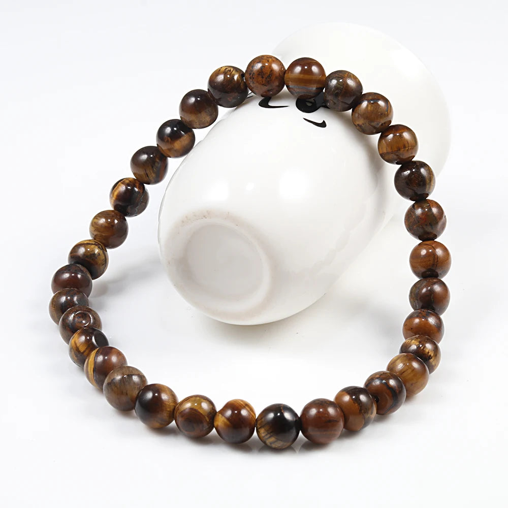 Natural Stone 6/8/10mm Beads Tiger Eye Bracelet Classic Men Women Buddha Black Lava Bracelets Minimalist Yoga Meditation Jewelry - Madeinsea©