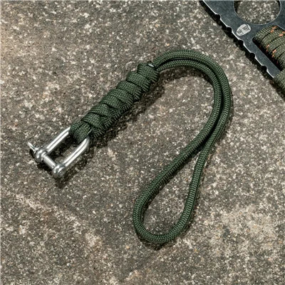 New Design Paracord Keychain stainless steel U-shaped Buckle Hand-woven keychain Wrist Anti-lost Rope Emergency Survival Tool