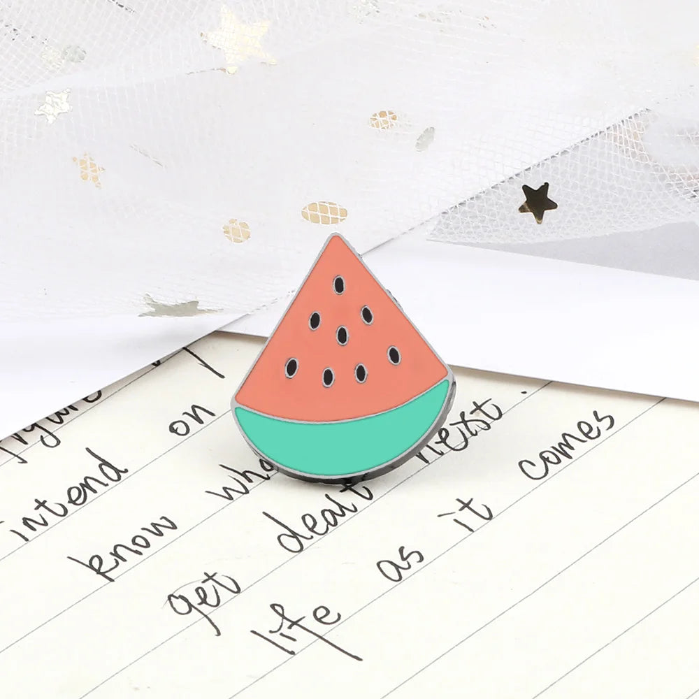 Hot Summer Cute Watermelon Enamel Pins Kids Cartoon Fruit Brooches Women Bag Decoration Badges Women Lapel Pins Jewelry Gift New