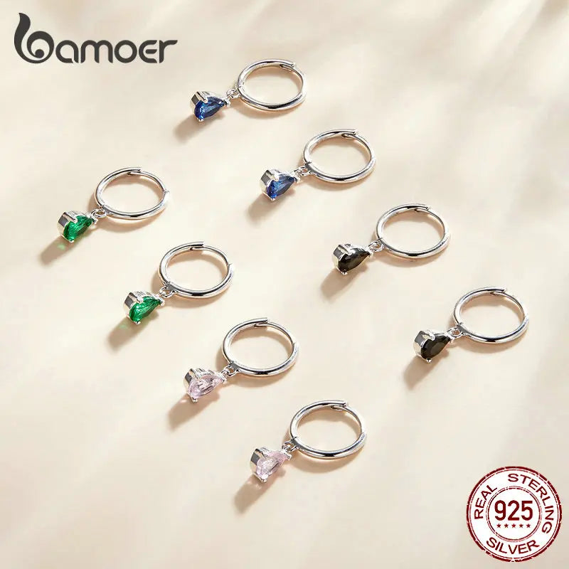 BAMOER Silver ISHWAR Water Drop Earrings  925 Sterling Silver 4 Colors Drop Shape Earring for Women Statement  Jewelry SCE1018