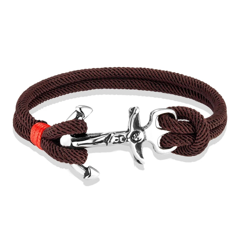 MKENDN Navy Anchor Bracelets Men Double Strand Nautical Rope Bracelet For Women Stainless Steel Jesus Cross Prayer Jewelry