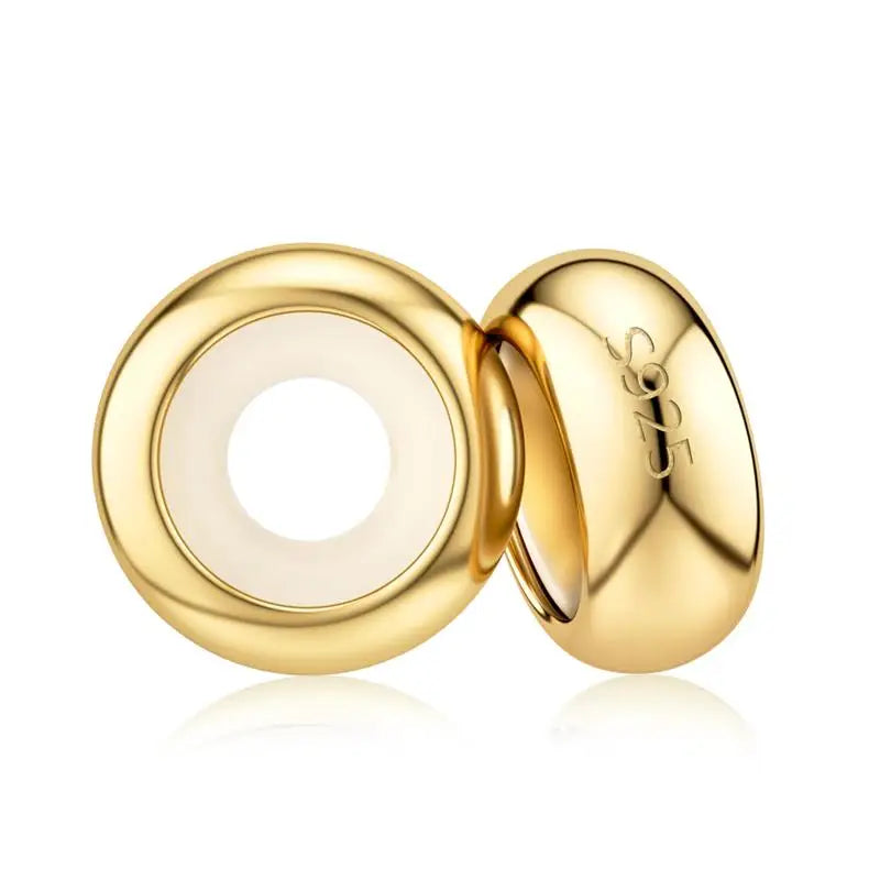 2pcs Silicone Stopper Beads 925 Sterling Silver Charm for DIY  Original Bracelet Making Fine Jewelry Finding Accessories Gift