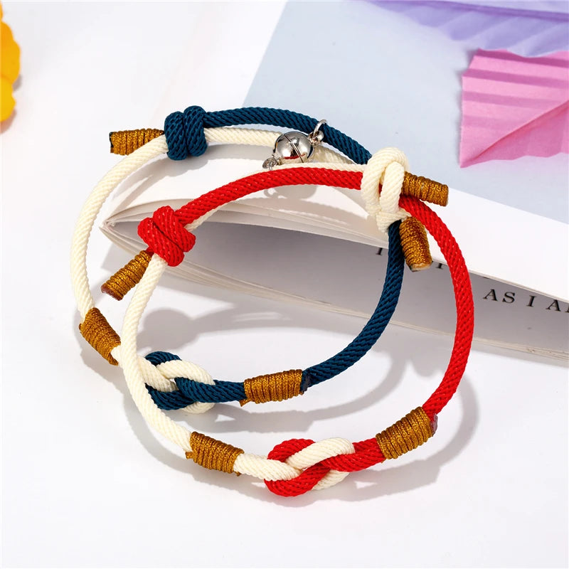 MKENDN Concentric knot Infinity Couple Bracelet For Lovers Attract Each Other Men Women Souvenirs Valentine's Day Present
