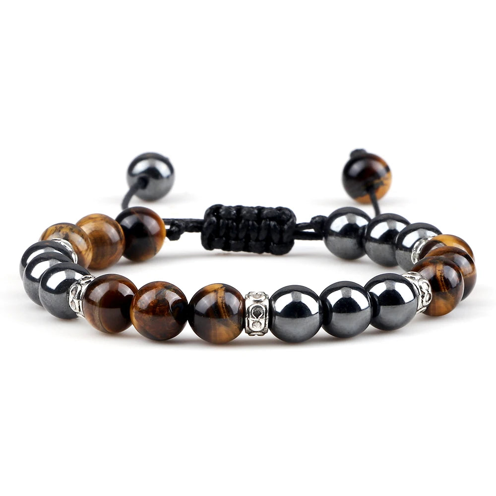 Classic Men Hematite Beads Bracelests 8mm Natural Tiger Eye Lava Stone Bracelets&Bangles Women Handmade Jewelry Friendship Gift
