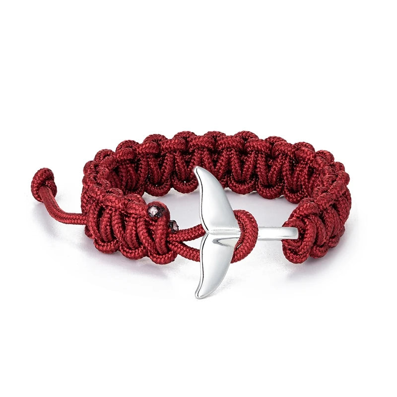 MKENDN 550 Paracord Survival-Armband mit Walflossenmotiv, nautisches Design, verstellbar, für Damen und Herren, Strandarmband, Schmuck, Marine- und Surfzubehör
