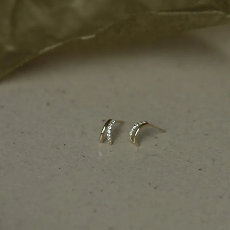 925 Sterling Silber Europäische Kreative Pavé Zirkon Ohr Knochen Ohrstecker Frauen Klassische Mode 14k Vergoldung Schmuck Geschenk