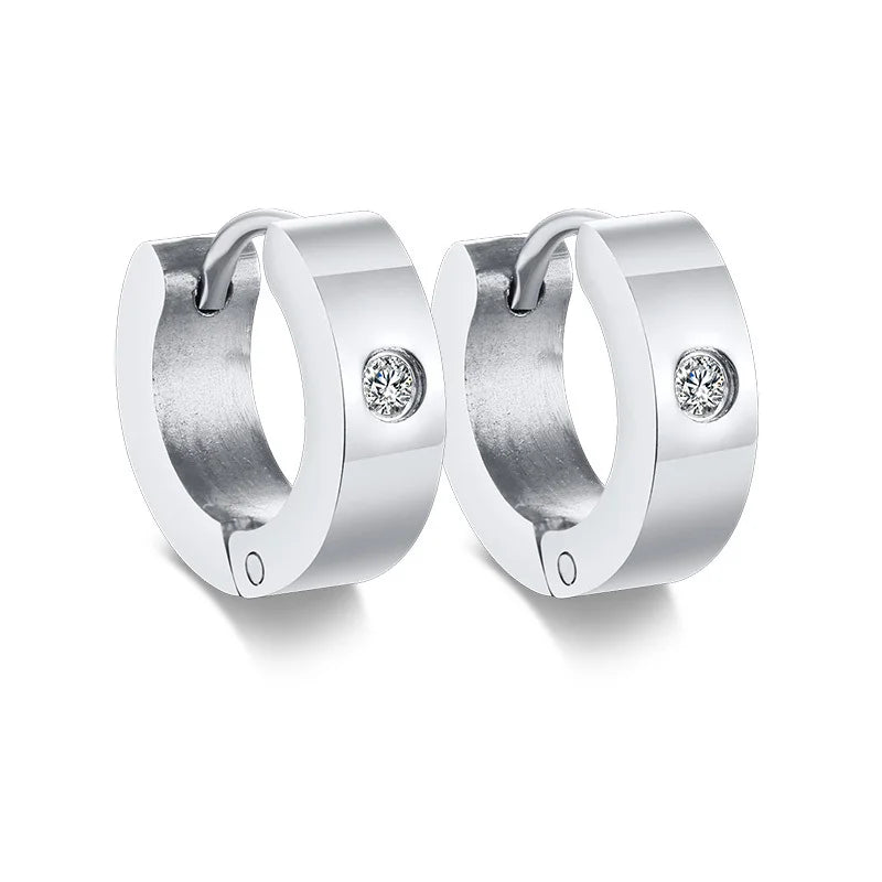 VNOX Cute Hoop Earrings for Men Punk Stainless Steel Huggie Small Earrings 4 Color - Madeinsea©