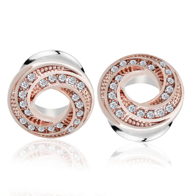 2 Stück Ohrstöpsel/Tunnel/Ohrpiercings aus 316L Edelstahl mit geschraubten Sattelohrring-Expander-Messgeräte Körperschmuck-Piercings