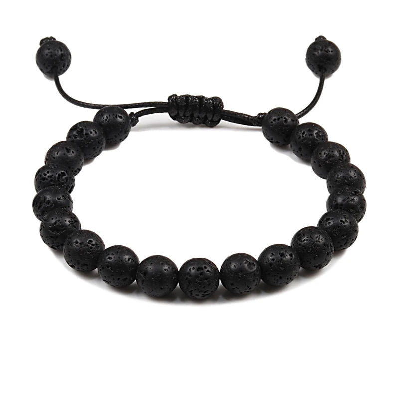 Natural Stone 6/8/10mm Beads Tiger Eye Bracelet Classic Men Women Buddha Black Lava Bracelets Minimalist Yoga Meditation Jewelry - Madeinsea©