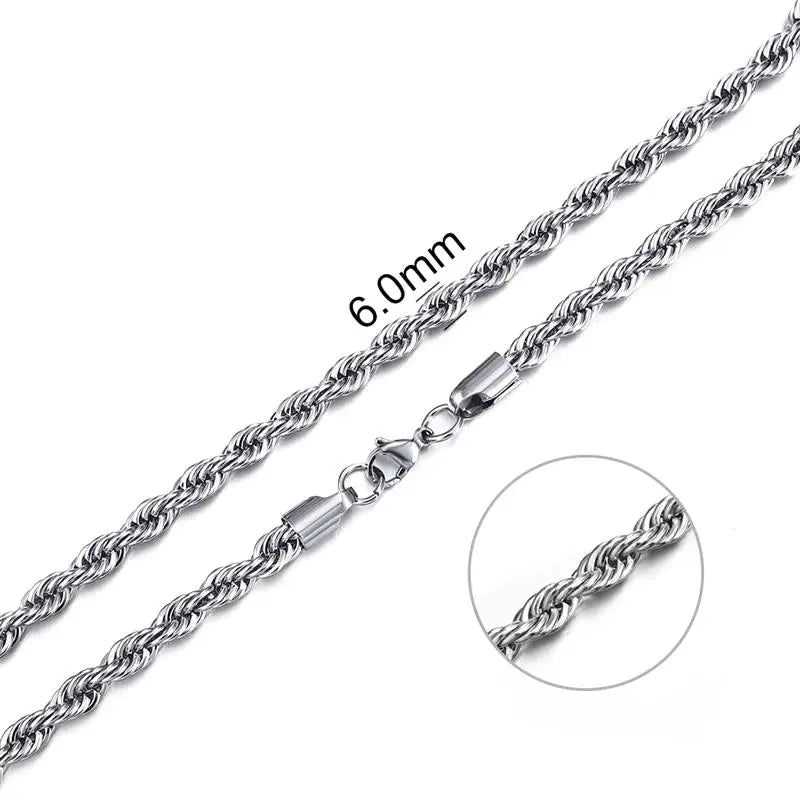 Gold Color Solid Chain Necklace Stainless Steel Link Choker For Men Female Charm Simple Collares Jewelry Accessories 50/55/60 Cm