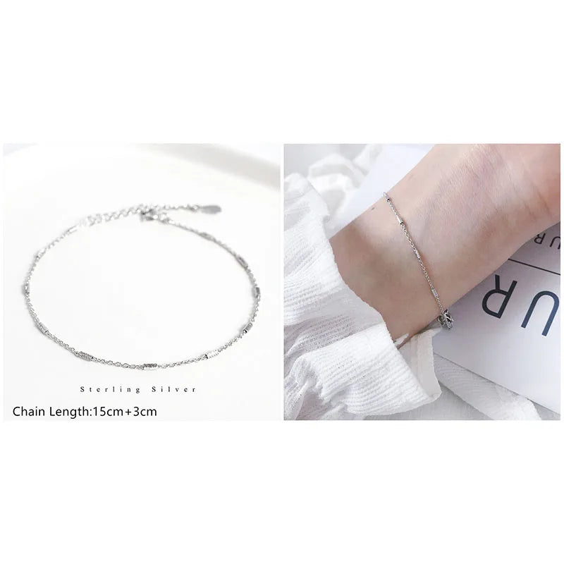 925 Sterling Silver Minimalist Style Chain Bracelet For Women Classic Fashion Student Couple Wristband Jewelry Accessories