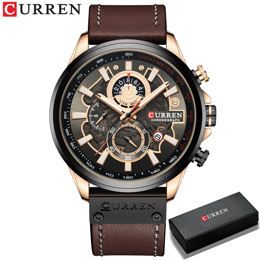 CURREN Fashion Male Watches Strap Sport Chronograph Wristwatch Creative Design Multifunctional Quartz Clock relogio masculino
