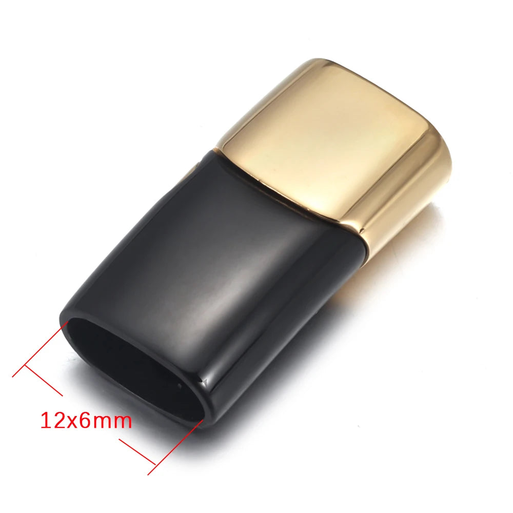Stainless Steel Magnetic Clasp 12*6mm Hole Bracelet Magnet Clasp DIY Accessories Leather Jewelry Making Finding Supplies