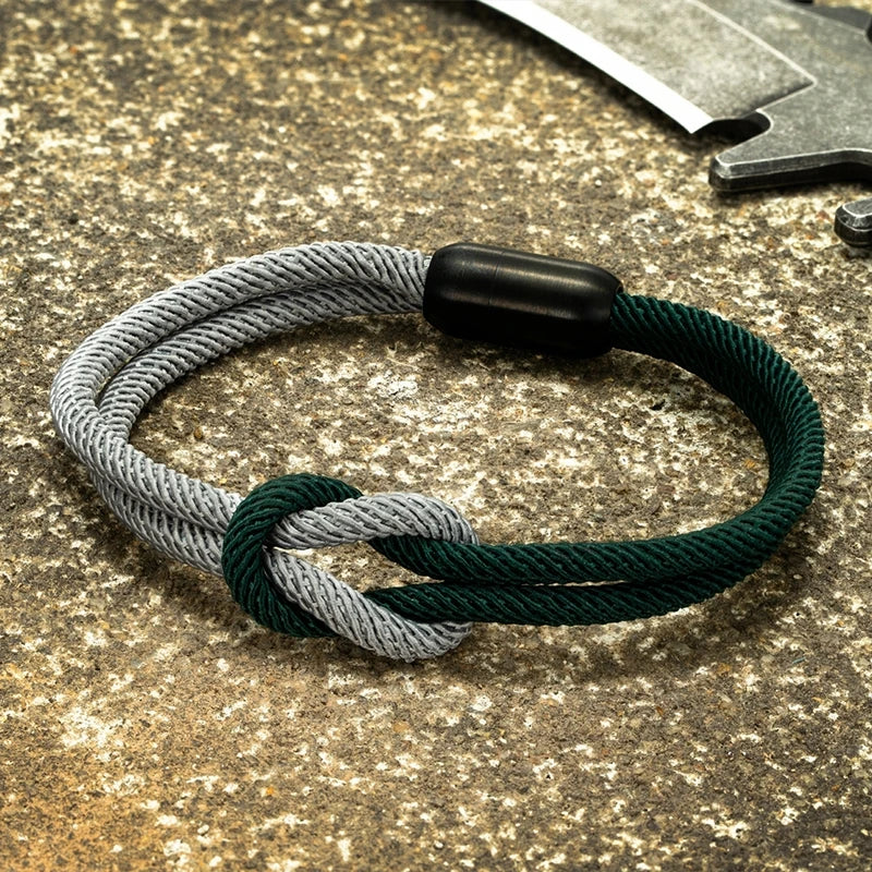 MKENDN Fashion Waterproof Nautical Rope Infinity Knot Bracelet Black Magnet Bracelets France Flag Male Female Jewelry Pulseras