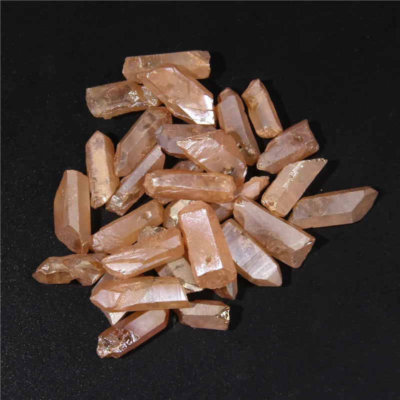 10/20/30pcs Purple Natural Quartz Crystal Point Beads Top Drilled Graduated Stick Point Loose Bead for DIY Jewelry Making Supply