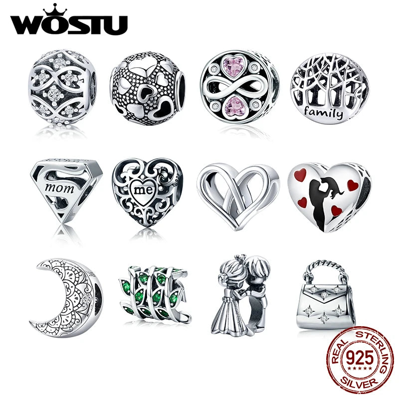 WOSTU Authentic 925 Sterling Silver Hot Sale Endless Love Charm Pendant Fit Bracelet Women Party Fashion DIY Jewelry Gift Making