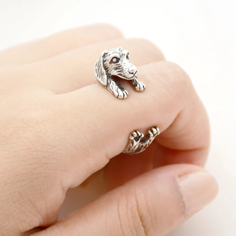 Retro Boho Pug&Boxer&Dachshund Dog Ring Men Punk Bulldog Anel Masculino Couple Rings For Women Jewelry Gifts For Pet Lovers Gift