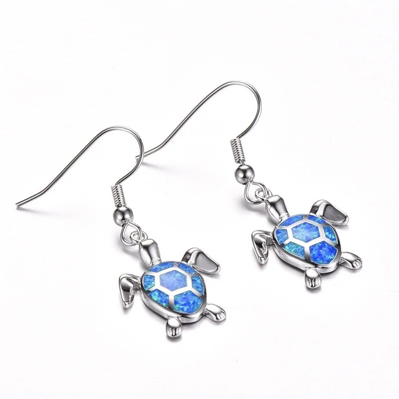 Fashion Women Earrings 2025 Fashion Blue Imitation Opal Drop Earrings Cute Turtle Animal Earrings Female Wedding Jewelry Gift