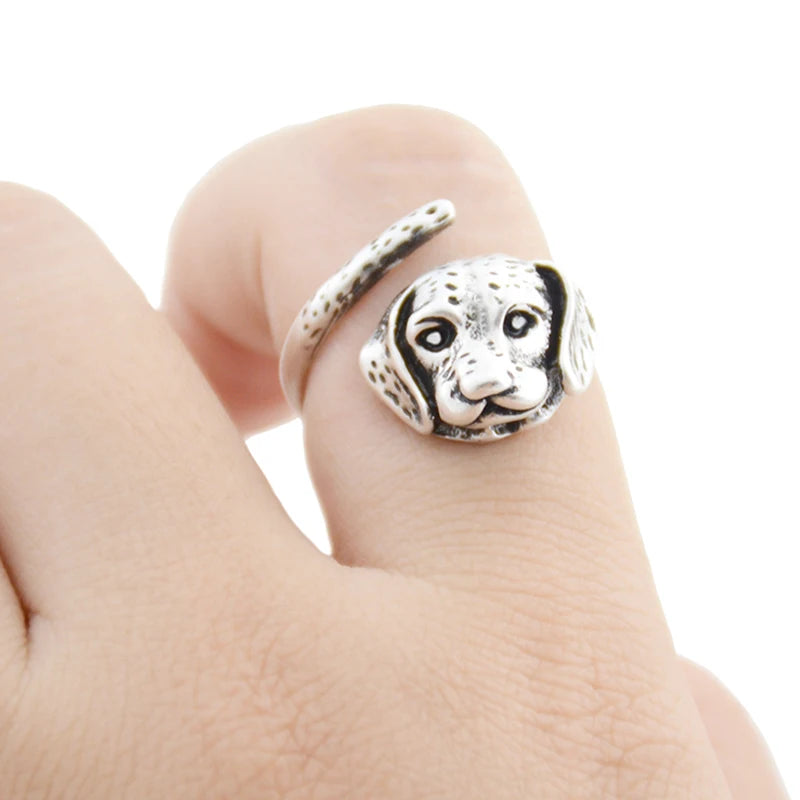 Retro Labrador Retriever Puppy Anillos Dog Ring Boho Anel Animal Love Rings For Women Men Jewelry Best Friends Gift Accesorios