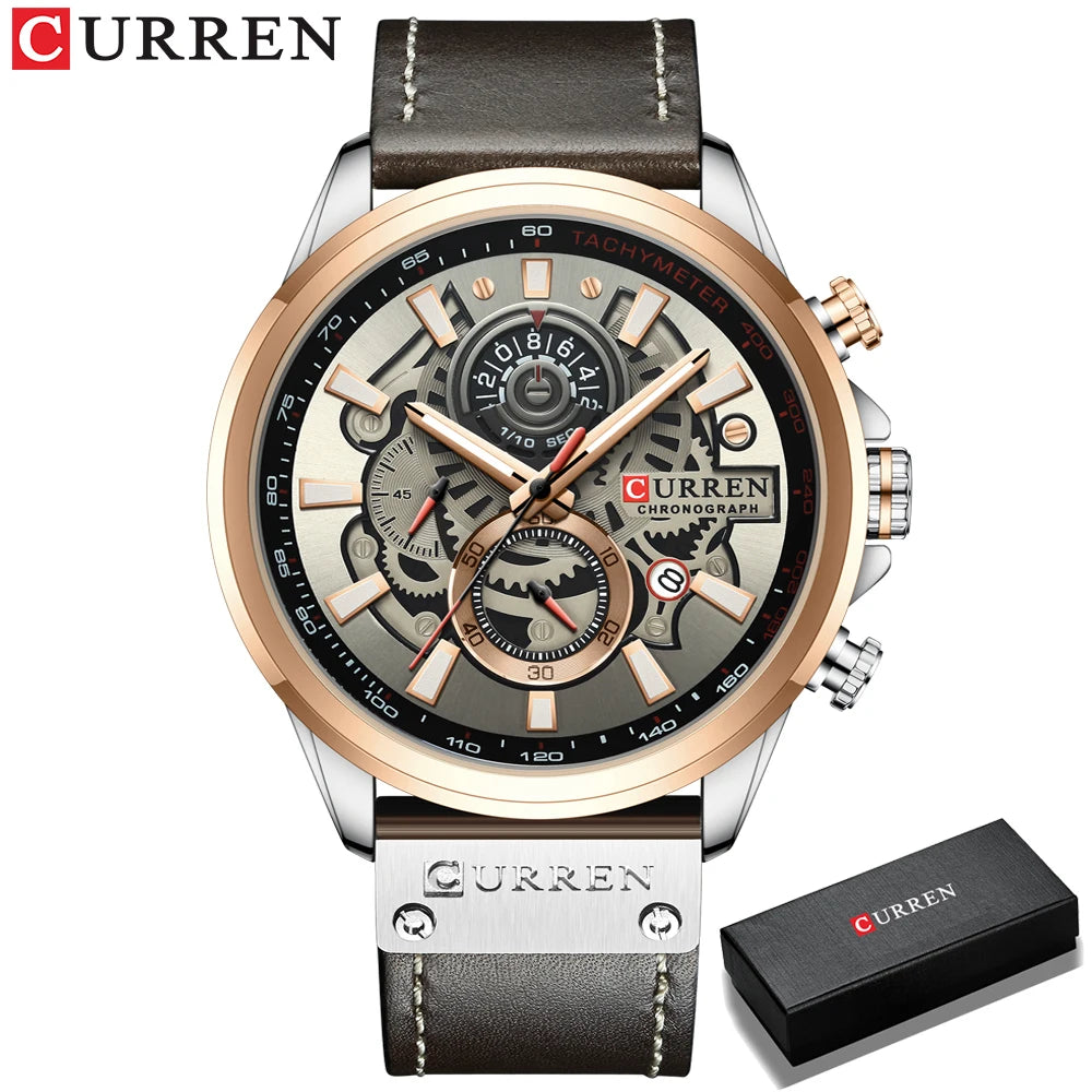 CURREN Fashion Male Watches Strap Sport Chronograph Wristwatch Creative Design Multifunctional Quartz Clock relogio masculino