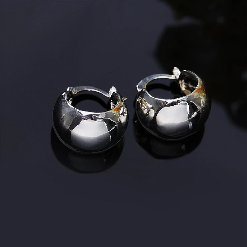 DOTEFFIL 925 Sterling Silver Smooth Egg Shape Earrings For Women Jewelry Cute Romantic Jewelry Wedding Party Gift