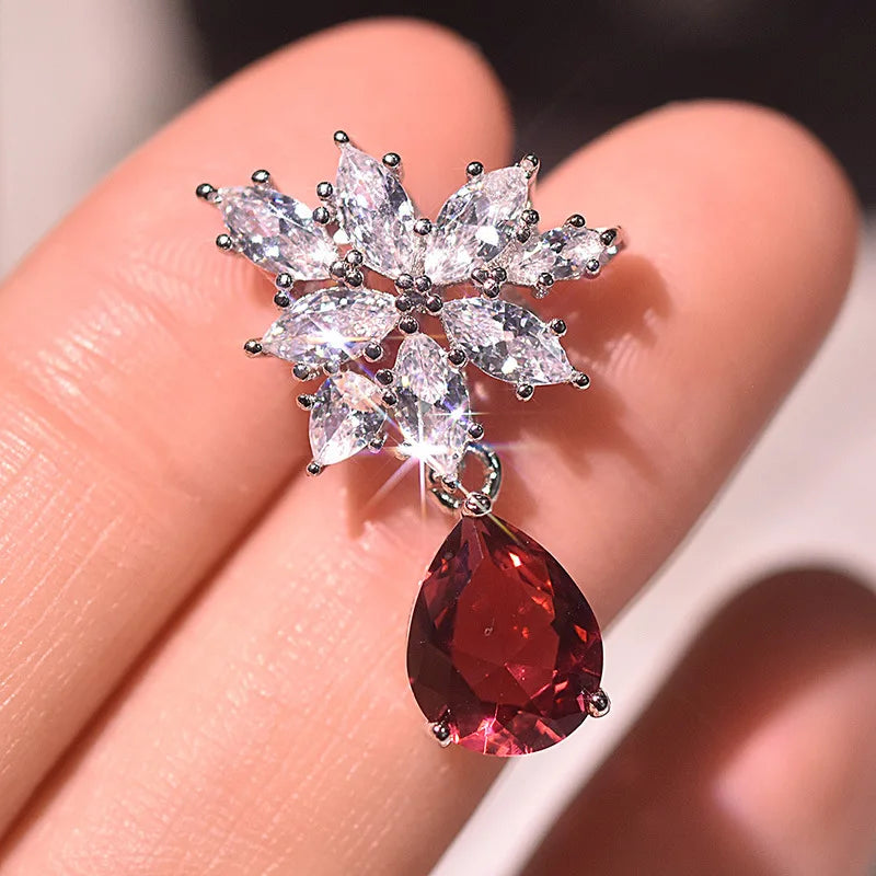 2021 Natural Ruby Drop Earrings Women S925 Sterling Silver 8-9mm Bread Oval Ethnic Freshwater Cultured Fine Jewelry Wedding Gift