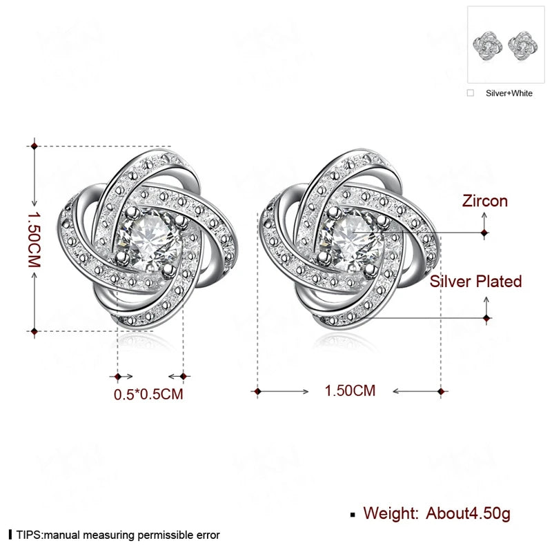 DOTEFFIL 925 Sterling Silver High Quality AAA Zircon Charm Earrings Women Fashion Jewelry Wedding Party Gift
