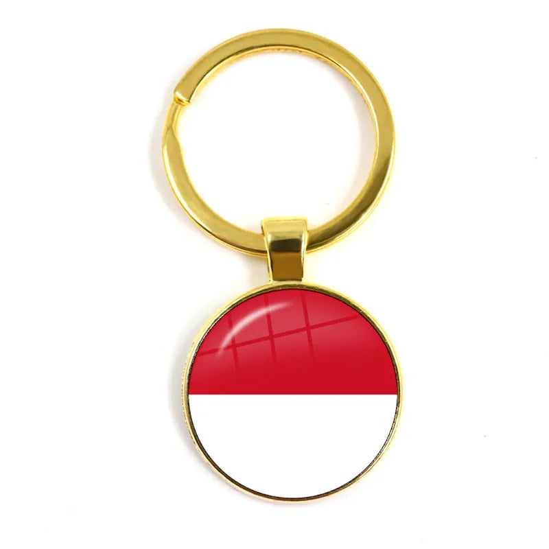Porte-clés drapeau national de Malaisie, du Laos, du Danemark, de Norvège, de Suède et de Slovaquie, cabochon en verre de 25 mm, cadeau pour femmes et hommes