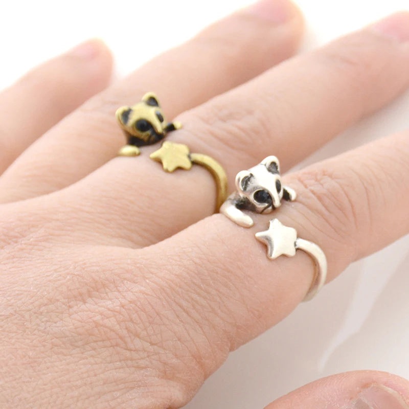 Vintage Silver Plated Boho Rabbit Fox Owl Anel Rings For Women Punk Anillos Metal Knuckle Ring Men Jewelry Best Friend Gifts