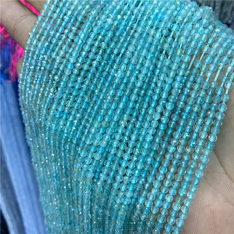 2025 New 2mm 3mm Natural Stone Beads Blue Quartzs Crystal Turquois Aquamarines Beads For Beadwork DIY Bracelet Accessories 38CM