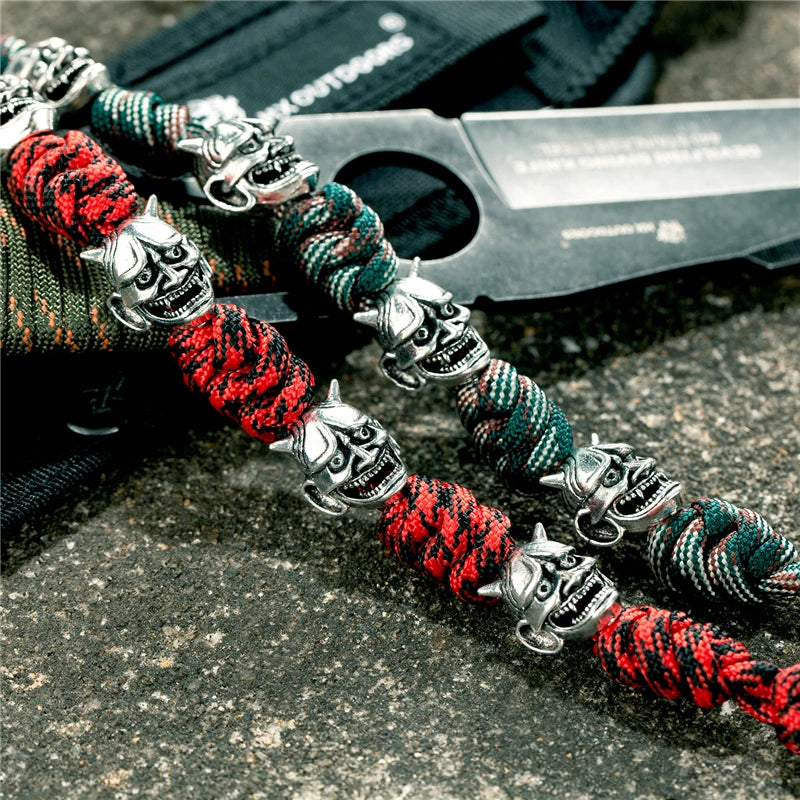 MKENDN Norse Pirate Bracelets Men Outdoor Woven Lanyard Survival Rope Bangle Antique Vikings Warrior Beads Punk Jewelry Gift