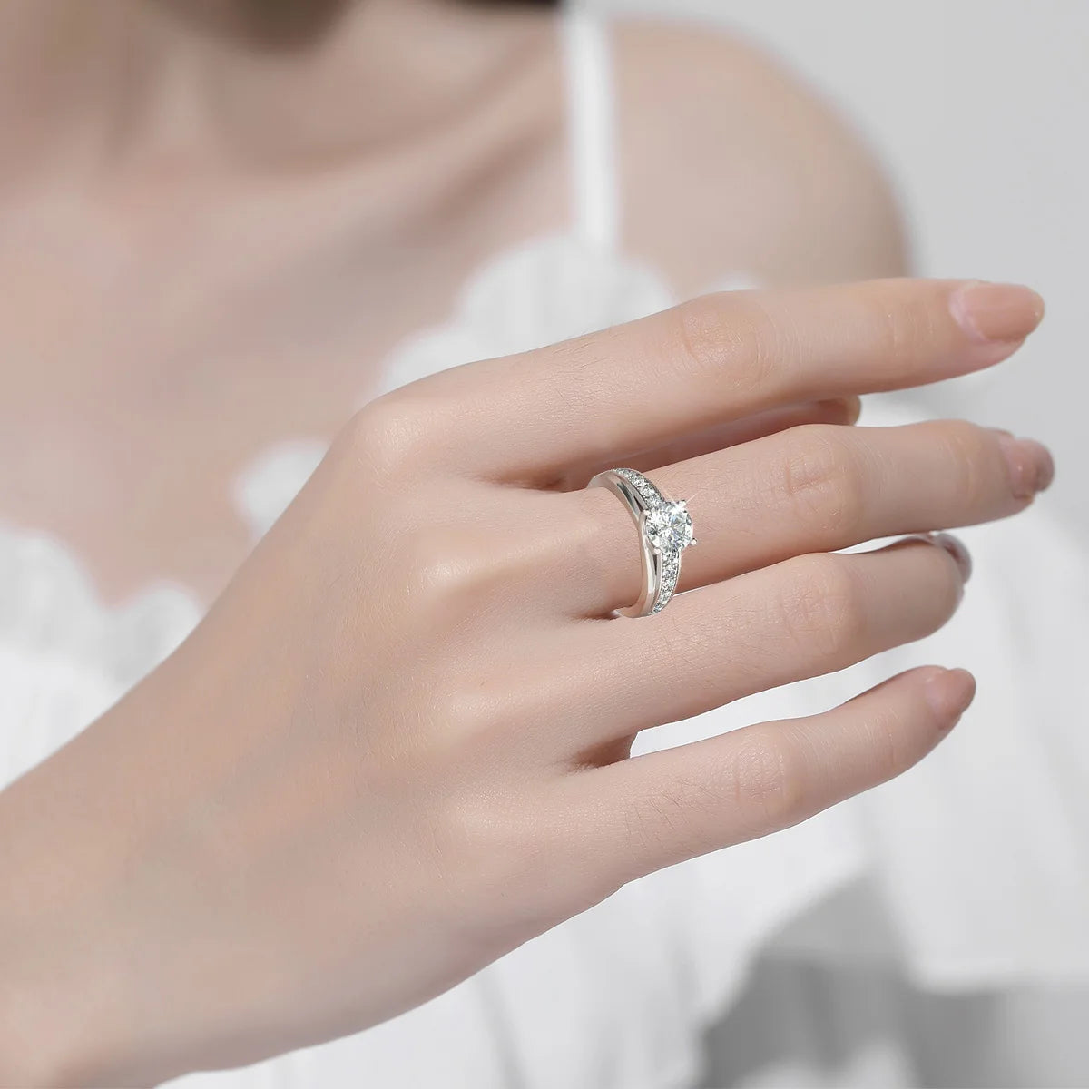 Szjinao Real 1 Carat Moissanite Ring For Women 100% 925 Sterling Silver Sparkling Lab Diamond Wedding Jewelery Female 2024 Trend - Madeinsea©