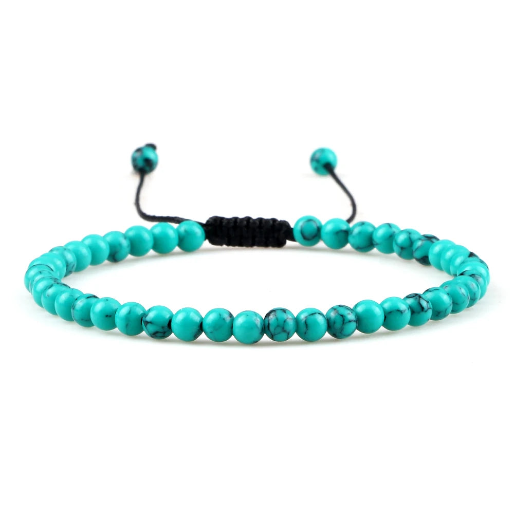 Adjustable 4mm Chakra Beads Bracelet Mini Natural Stone Agats Lava Tiger Eye Beaded Bracelets & Bangles Women Men Gift Jewelry