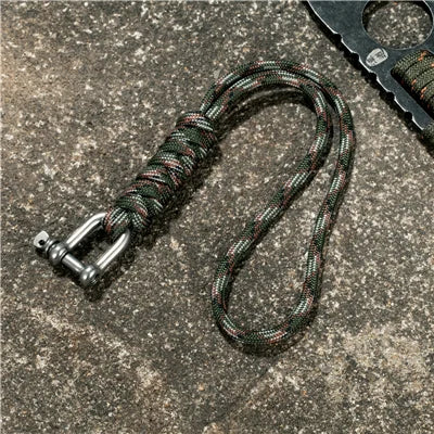 New Design Paracord Keychain stainless steel U-shaped Buckle Hand-woven keychain Wrist Anti-lost Rope Emergency Survival Tool