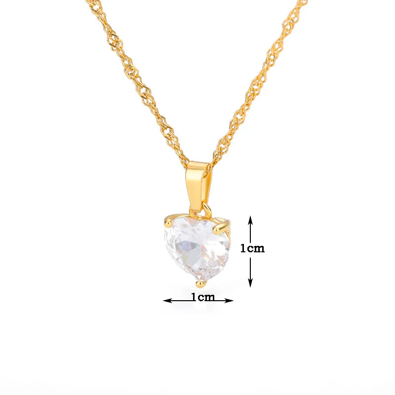 Zircon Heart Pendant Necklace For Women