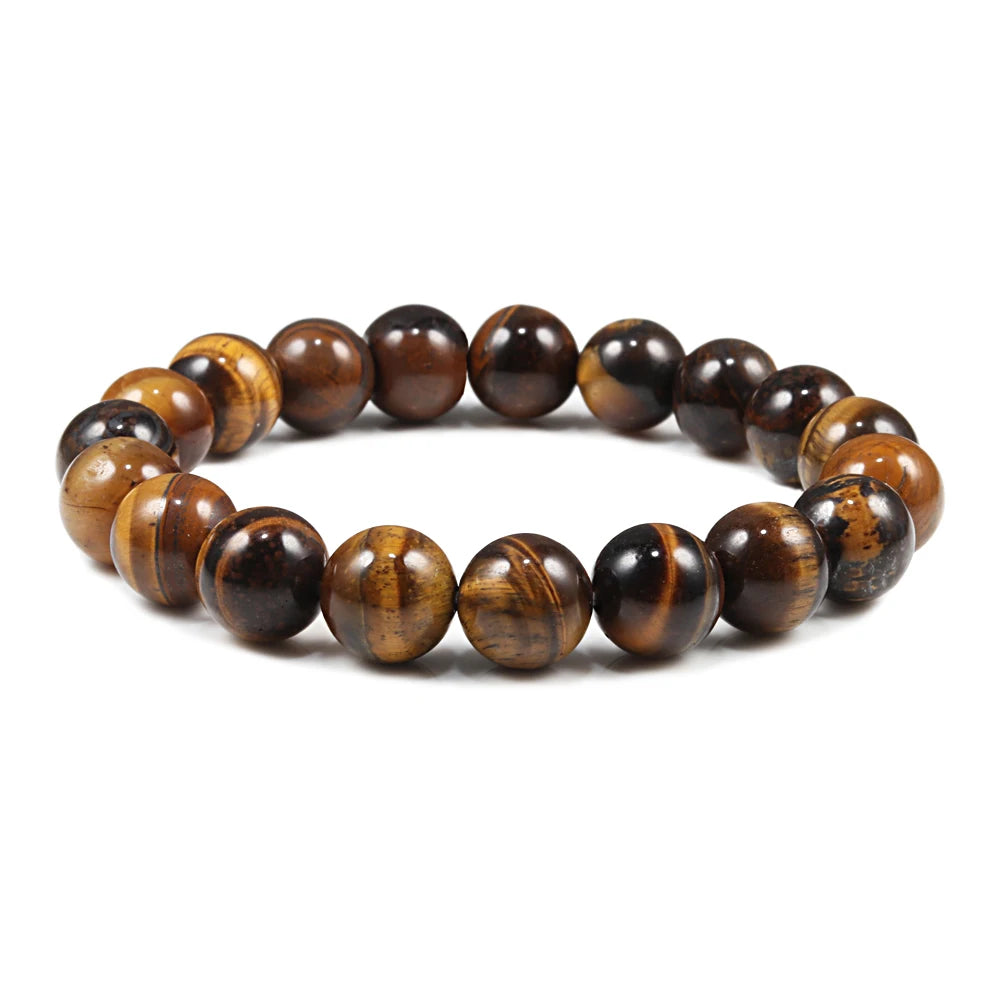 Natural Stone 6/8/10mm Beads Tiger Eye Bracelet Classic Men Women Buddha Black Lava Bracelets Minimalist Yoga Meditation Jewelry - Madeinsea©