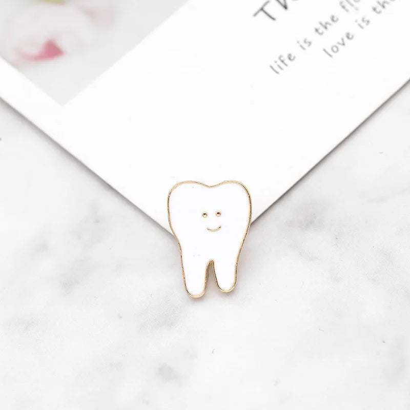 Cartoon Syringe Pink Pill Enamel Pins Smile Teeth Brooches Medical Organ Metal Badge Denim Bag Lapel Pin Jewelry Gifts For Kids