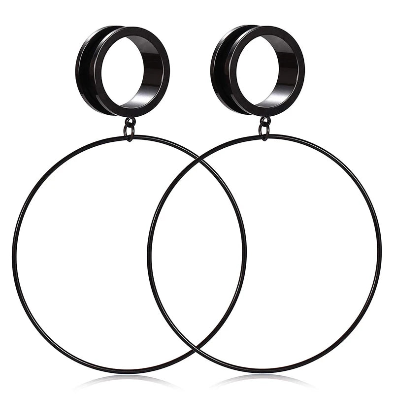 2 Stück Ohrstöpsel/Tunnel/Ohrpiercings aus 316L Edelstahl mit geschraubten Sattelohrring-Expander-Messgeräte Körperschmuck-Piercings