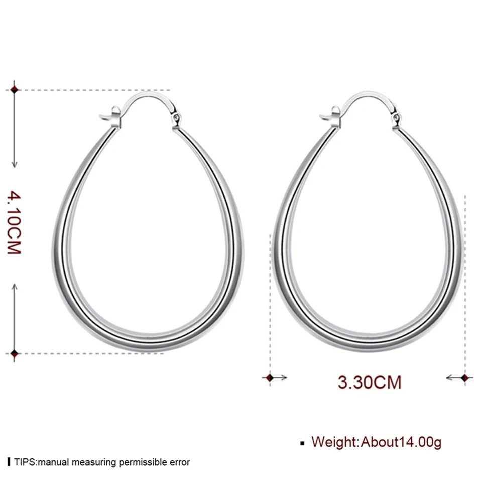 DOTEFFIL 925 Sterling Silver Smooth Circle 41mm Hoop Earrings For Women Lady Gift Fashion Charm High Quality Wedding Jewelry - Madeinsea©