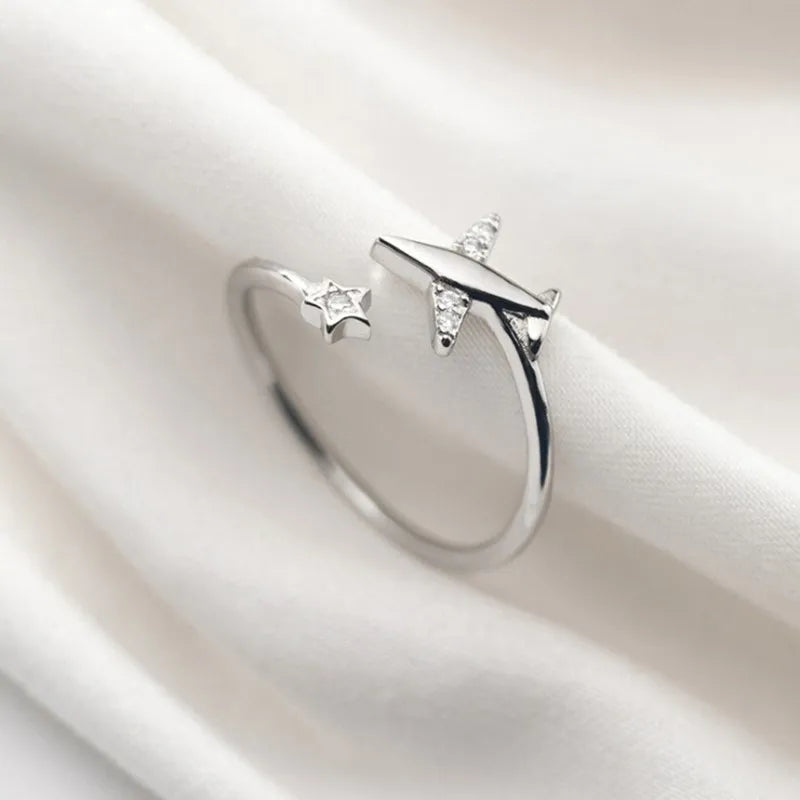 MKENDN Fashion Summer Style Plane Ring CZ Opening Fashion Jewelry Pure Finger Rings Best Friendship Gifts