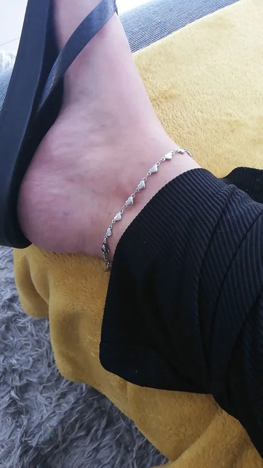 Stainless Steel Heart Anklet For Women