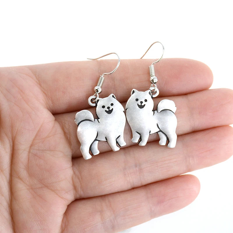 New Fashion Vintage Samoyed Dog Drop Earring Boho Pets Dogs Brincos Lover Gifts Jewelry Earrings For Women Pendientes Mujer