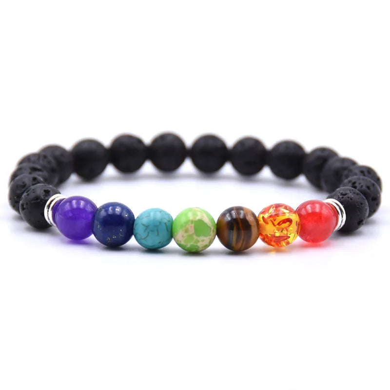 7 Chakra Essential Oils Diffuser beaded bracelets For women men Lava Rock Natural stone Charm Strand bracelet Yoga Jewelry