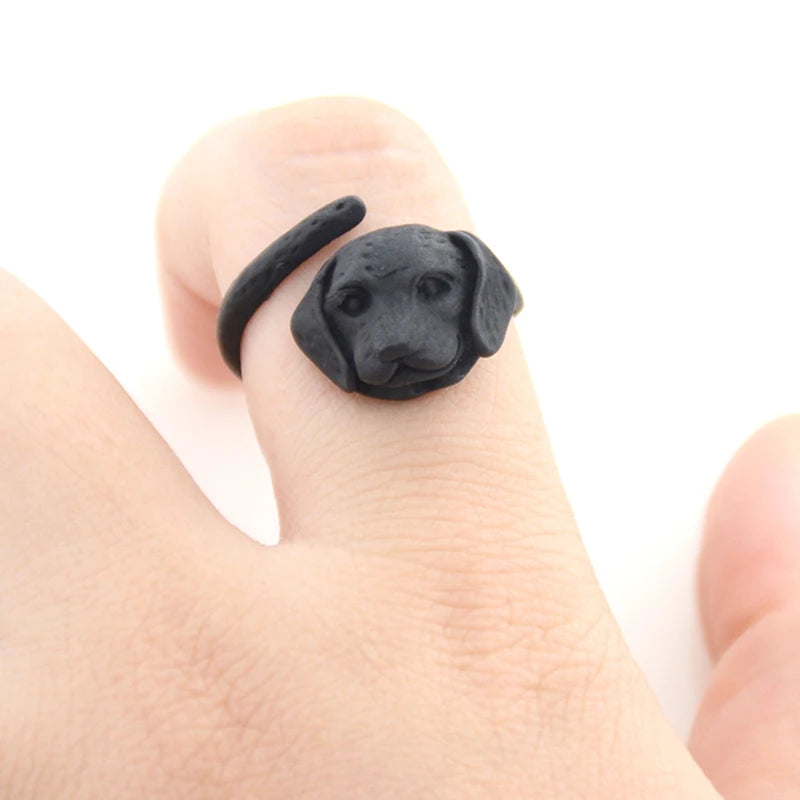 Retro Labrador Retriever Puppy Anillos Dog Ring Boho Anel Animal Love Rings For Women Men Jewelry Best Friends Gift Accesorios