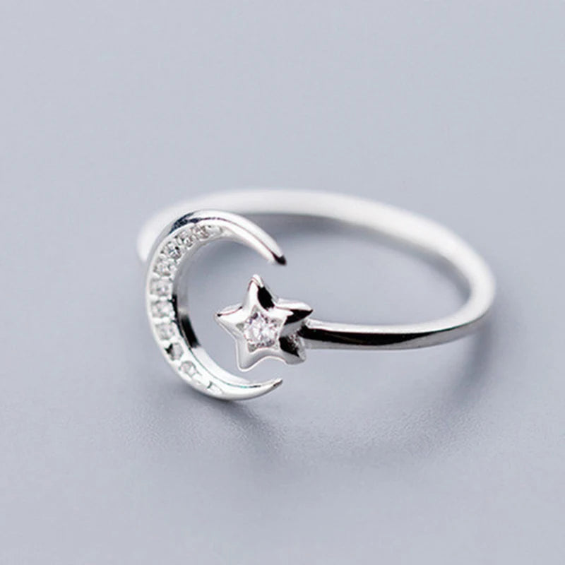 Luxury Zircon Tail Moonstone Opening Rings For Women Dolphin Cat Moon Tassel Adjustable Finger Ring Wedding Party Jewelry Gifts