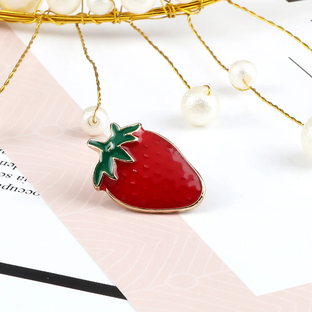 3 Style Cute Strawberry Brooch High Quality Fresh Fruit Enamel Pins Kids Cartoon Lepel Pins Bag Badges Jewelry Gift For Friend