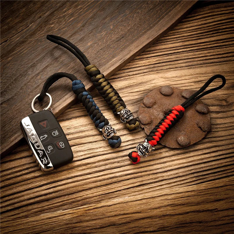 Vikings KeyChain For Car Hand Woven Survival Paracord Rope Ward off evil Key Rings For Men Gift Detachable Metal Punk Key Chains
